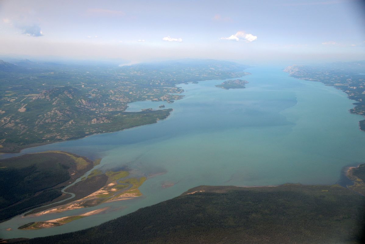 03A The Yukon River Goes Through Lake Laberge North Of Whitehorse From Airplane On The Flight To Dawson City